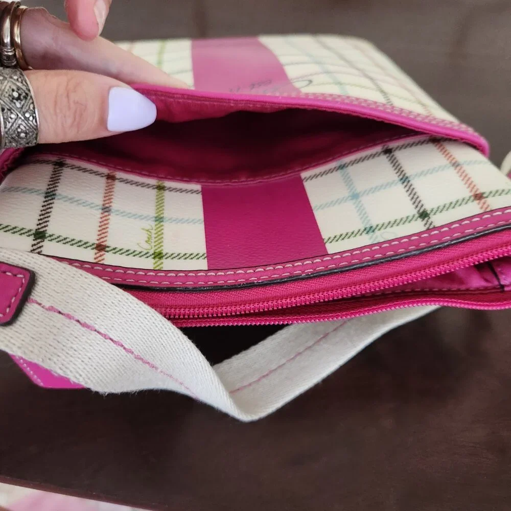 Like New Coach Heritage Tattersal Plaid Crossbody Bag Purse